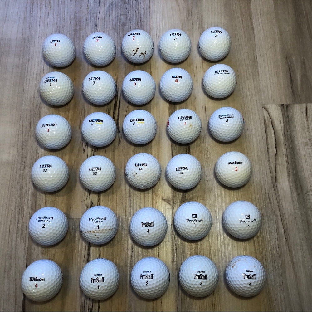 30 Wilson Ultra ProStaff Golf Balls Ultra 500 BiMetal Vintage Distance Lot